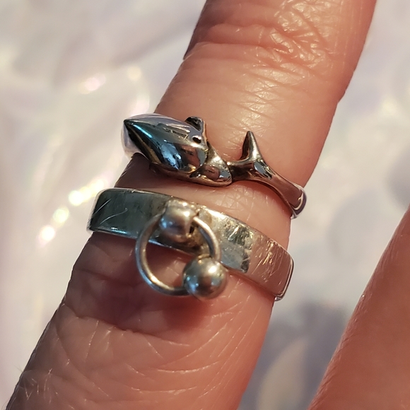 MWS 925 Jewelry - 925 Silver Dolphin and Fidget Adjustable Toe Rings or Midi Rings Vintage…